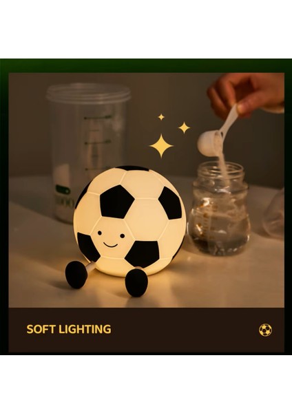 Silikon Futbol Topu Şekilli Dokunmatik Şarjlı LED Gece Lambası Çocuk Odası Uyku Lambası indirimleri