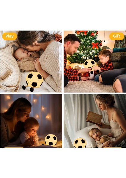 Silikon Futbol Topu Şekilli Dokunmatik Şarjlı LED Gece Lambası Çocuk Odası Uyku Lambası