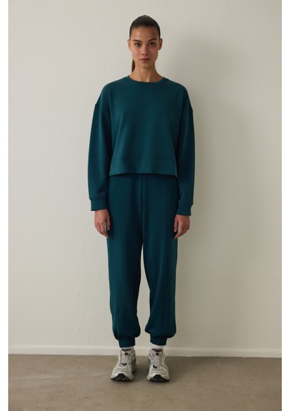 Koyu Yeşil Modal Şardonlu Sweatshirt