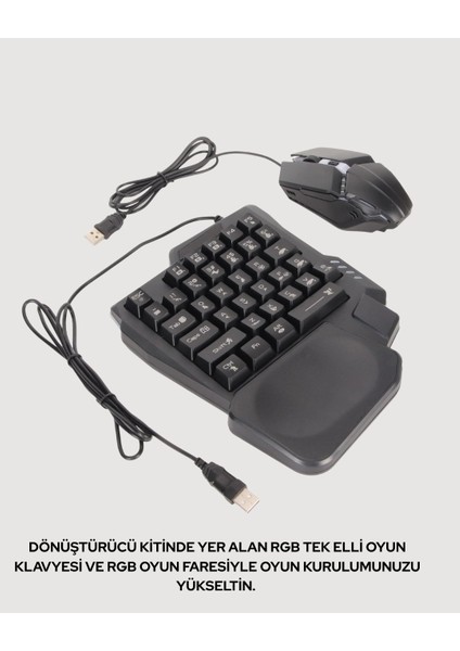 Rgb Klavye + Mouse + Dönüştürücü Seti – Mobil Oyunlarda Üstün Kontrol fırsatları