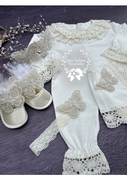 Kelebek Detaylı Yenidoğan 5parça Bebek-Anne Seti,mevlüt Takımı fiyatları