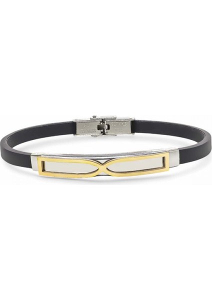 Erkek Sonsuzluk Desenli Silikon Kordonlu Çelik Bileklik