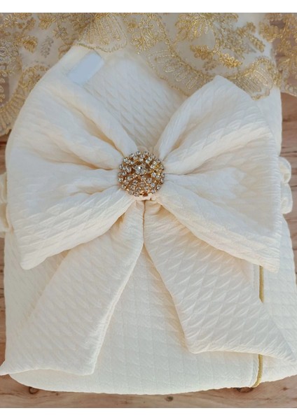 Yenidoğan Piramitland Taşlı Gold Güpür İşleme Bebek Battaniyesi Kundak Ekru fırsatları