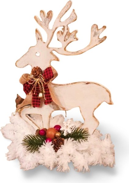 Dekoratif Ren Geyiği, Yılbaşı Süsü, Ahşap Boyama Noel Süsü