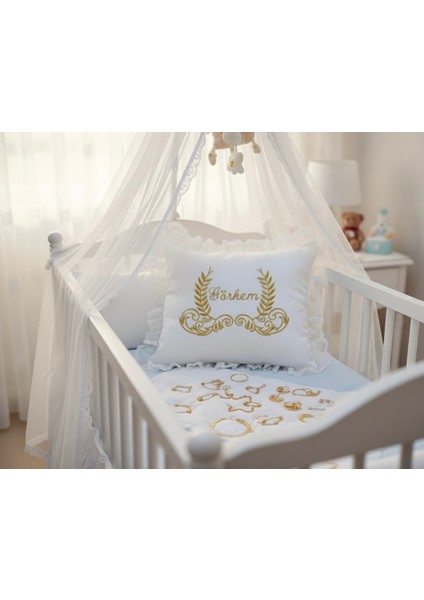 Kişiye Özel Sim Işlemeli Dantelli Yastık, Takı Yastığı, Kırlent Şık ve Zarif Tasarım! fırsatları