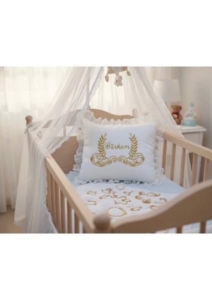 Kişiye Özel Sim Işlemeli Dantelli Yastık, Takı Yastığı, Kırlent Şık ve Zarif Tasarım! indirimleri
