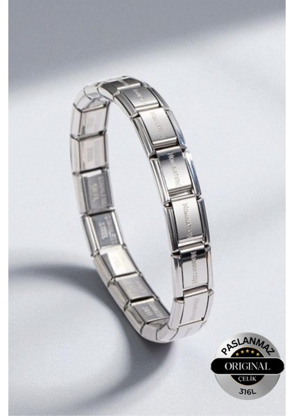 Italyan Charm Çelik Bileklik Nomination Yazılı Bileklik