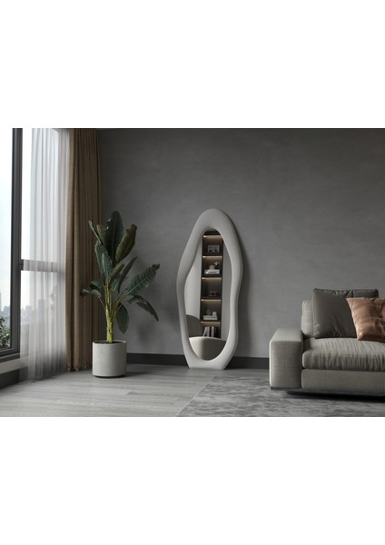 Nero Dalgalı Çerçeveli 165X65 cm Oval Boy Aynası