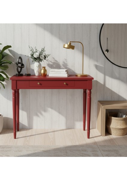 120 cm Masif Tornalı Kırmızı Dresuar