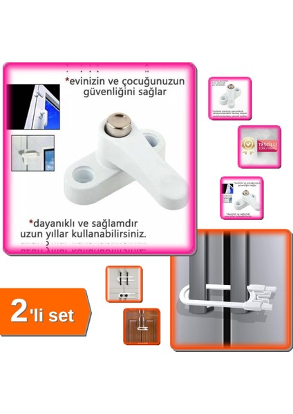 Çelik Pvc Kapı Emniyet Kilidi + Bebek Çocuk Dolap Koruma Kilidi - 2li Set Bvhapt