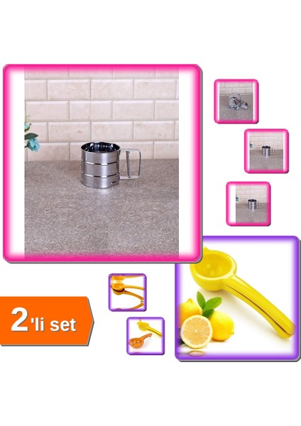 Pratik Un Eleği - 250 gr + Limon Sıkacağı - Limonatör - Plastik - 2li Set E4VPR5