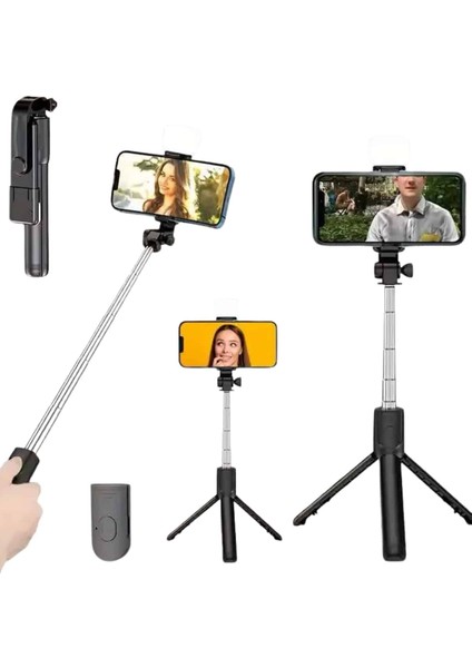 Tripod Selfie Çubuğu Bluetooth Kumandalı Kablosuz LED Işıklı - I23H58N5-8A89VS fırsatları