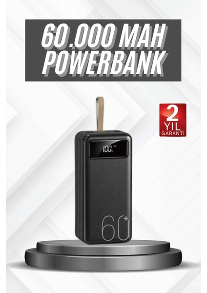 Hızlı Şarj 4 Çıkışlı Powerbank 60.000 Mah Taşınabilir Dijital Göstergeli