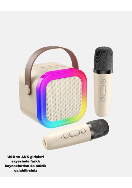 Karaoke Hoparlör Taşınabilir Çift Mikrofonlu ve LED Işıklı Bluetooth 5.0 - I09H57N9-6A95VS indirimleri