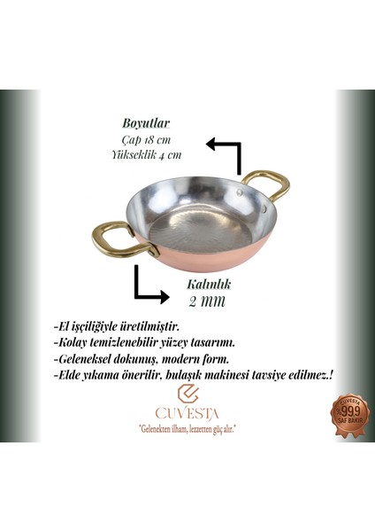 Şef Tipi Modern Bakır Sahan 18CM indirimleri