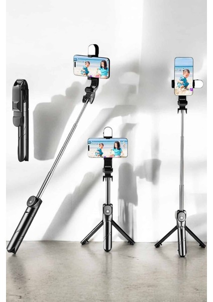 Tripod Kablosuz Bluetooth Bağlantılı Selfie Çubuğu 360 Derece Dönebilen - I90H74N6-4A89VS fiyatları