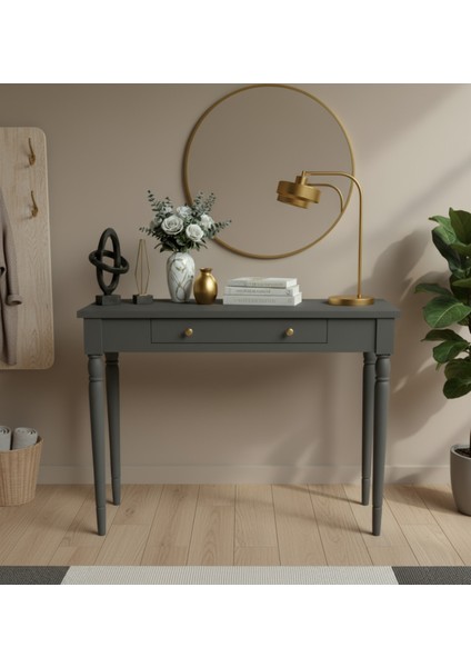 120 cm Masif Tornalı Antrasit Dresuar