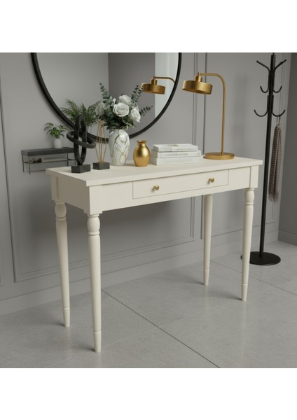 120 cm Masif Tornalı Krem Dresuar