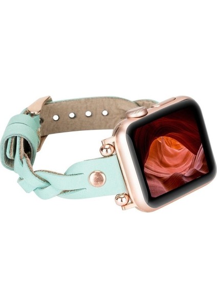 Mulvxurg URG02 Apple Watch Uyumlu Deri Kordon Wanda 38-40-41MM Rt Brn7 (Mulvix)