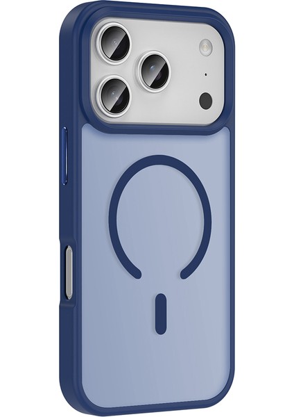 iPhone 17 Pro Kılıf M-Safe Şarj Özellikli Mat Arka Yüzey Kflg Sio Kapak - Lacivert modelleri