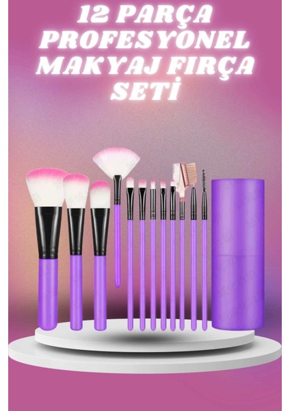 12 Parça Profesyonel Makyaj Seti Yumuşak Kıllı Yüz ve Göz Makyajına Uygun