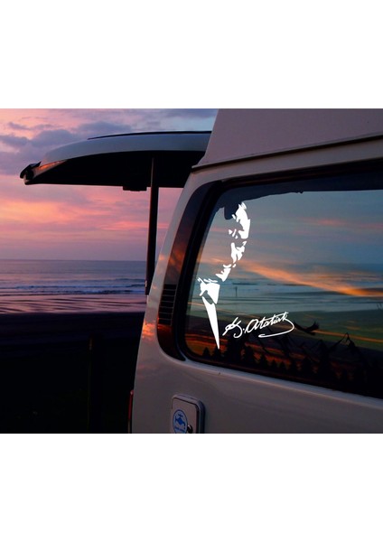 Atatürk ve Imza Sticker - Araba Oto Motosiklet Karavan Sticker 03001