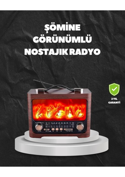 Solar Şarjlı Şömine Işıklı Bluetooth Hoparlör – Radyo USB Tf Kart Destekli - I20H76N4-6A7