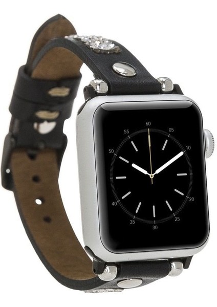 Mulvxurg URG02 Apple Watch Uyumlu Deri Kordon 38-40-41MM Taşlı St Rst1 (Mulvix)