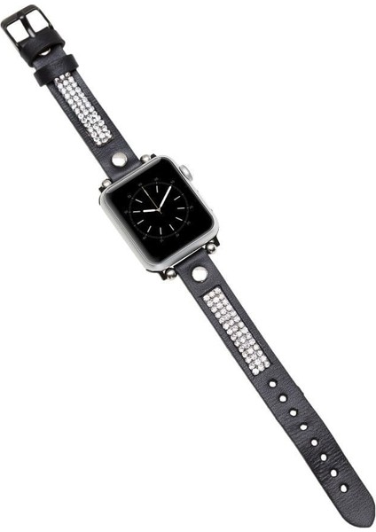 Mulvxurg URG02 Apple Watch Uyumlu Deri Kordon 38-40-41MM Taşlı St Rst1 (Mulvix) modelleri