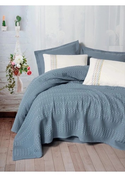 Cotton Box Aura Çift Kişilik Pike Takımı Pebble Indigo indirimleri