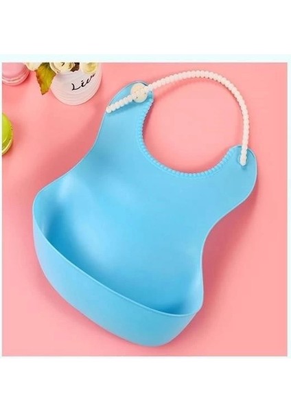 Çocuk Bebek Mama Önlüğü Dökülme Engelleyici Bükülebilir Mavi