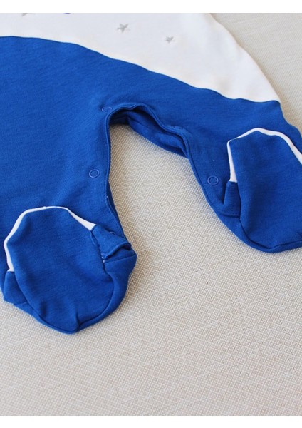 0-3 3-6 Ay Lucky Baby Nakışlı Es Çizgi Boy Şapkalı Erkek Bebek Tulumu Lacivert modelleri