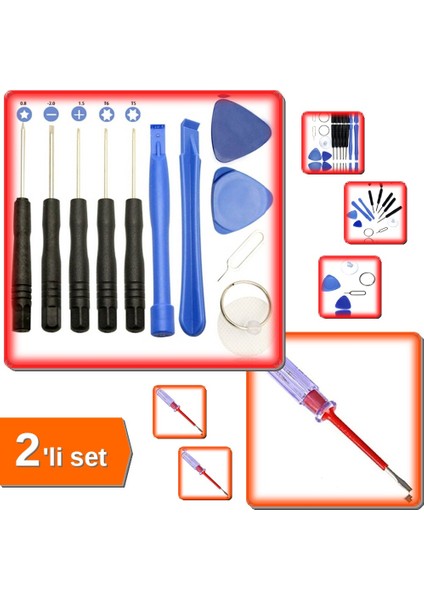 Elektronik Tamir Seti 11 Parça + Kontrol Kalemi - 2li Set