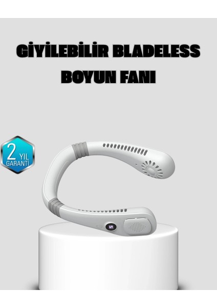 Buğz Kablosuz Giyilebilir Boyun Fanı Çift Motorlu ve 5 Kademeli Hız Kontrolü