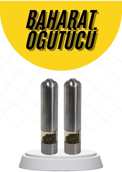 Baharat Öğütücü Paslanmaz Ayarlanabilir Otomatik Pilli Işıklı Tuz & Karabibe - I12H05N0-5A8