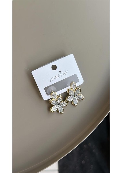 Taşlı Çiçek Küpe - Altın fiyatları