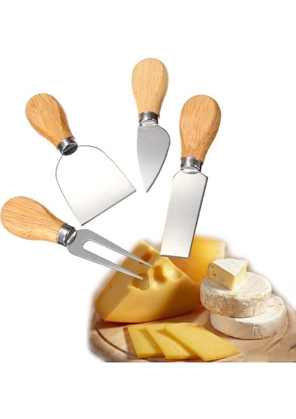 4 Adet Ahşap Saplı Peynir Bıçağı + Cam Yağdanlık - Sirkelik Sosluk 660ML - 2li Set Peynır modelleri