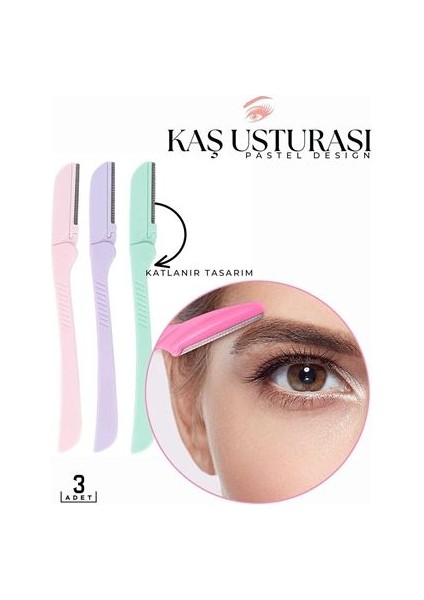 Hsnet Katlanabilir Kaş Şekillendirici Kaş Dermaplaner Yüz Usturası 3 Adet 71832 - I09H96N9-7A6