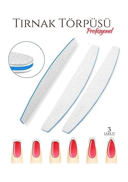 Hsnet Protez Tırnak Törpüsü 100/180 Grid Profesyonel 3 Adet - I60H67N0-8A36VS