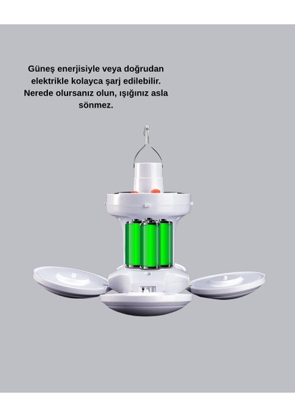 Xmpdby Solar Güneş Enerjili ve USB Şarjlı 5 Kanatlı LED Kamp Lambası fiyatları