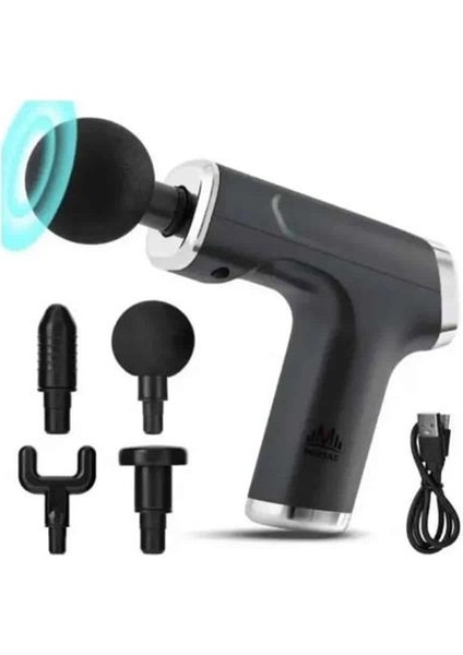 Profesyonel Masaj Tabancası Sporcu Masaj Aleti 4 Başlıklı Şarjlı Titreşimli - I08H09N8-9A83V