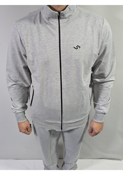 Erkek Rahat Kalıp Dik Yaka Pamuklu 2 Iplik Eşofman Takımı