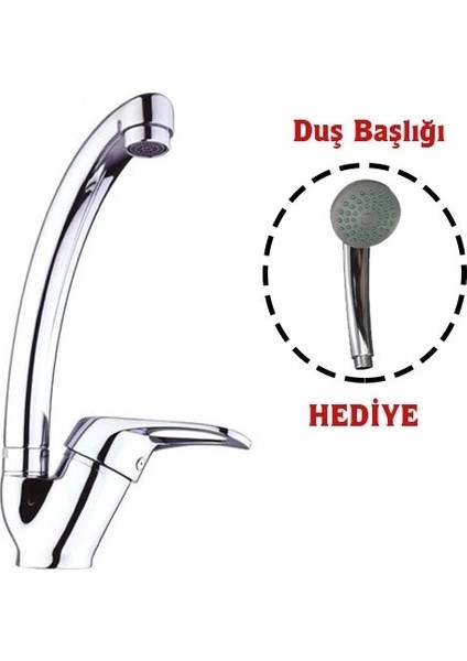 Mix Kuğu Mutfak Evye Batarya + Duş Başlığı Hediyeli