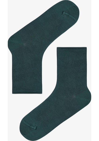 Koyu Yeşil Rahat Bilek Lastikli Bambu Soket Çorap
