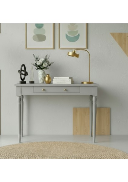 90 cm Masif Tornalı Gri Dresuar