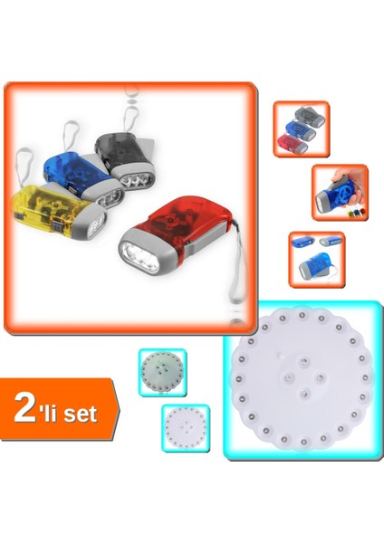 Elle Şarj Edilebilen El Feneri + Watton Camping Light 24 Ledli - 2li Set 2C5R09