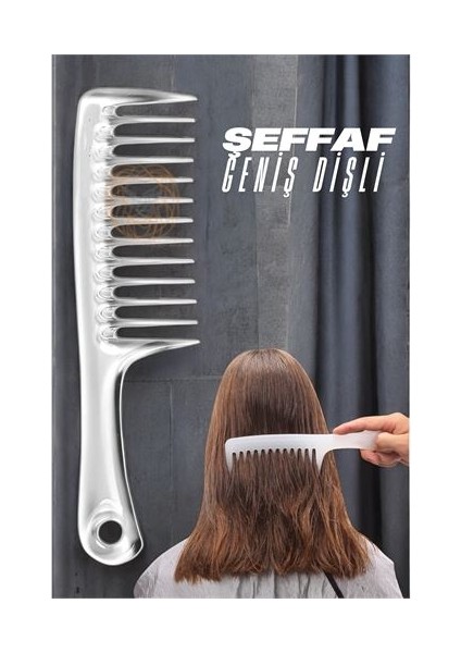 Hsnet Geniş Dişli Kristal Şeffaf Masaj Etkili Saç Açma Tarağı - I28H63N0-1A48VS