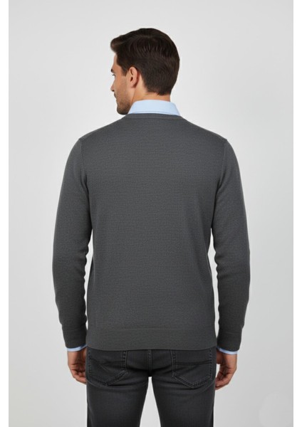 Erkek V Yaka Triko Kazak Çelik Örgü Regular Kalıp BGL-ST04838 modelleri