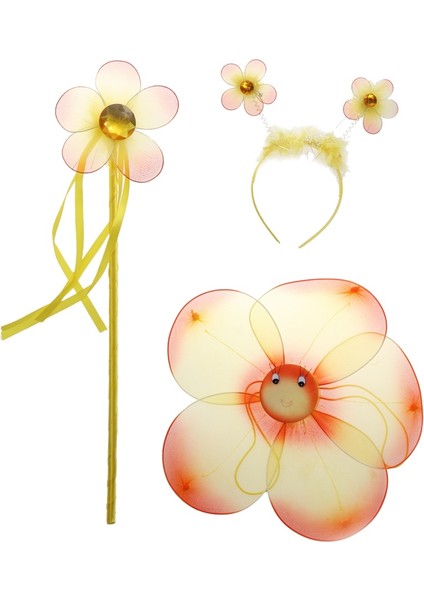 Çiçekli Kanat Seti 3 Parça Sarı