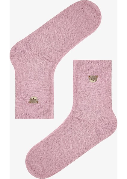 Ayı Nakışlı Peluş Kalın Soket Çorap
